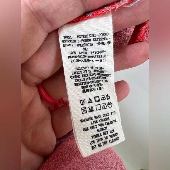 Free People Field of Butterflies Oversized Red Orange Long Sleeve Tunic size S - Picture 12 of 13